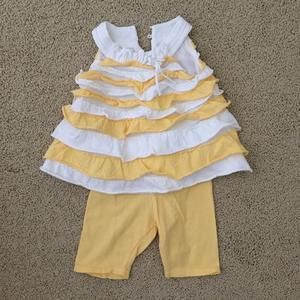 Yellow and White Top w/ Capris
