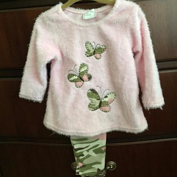 Pink Sweater w/ Camo Leggings