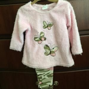Pink Sweater w/ Camo Leggings