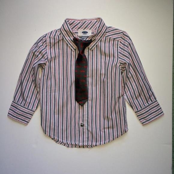 Striped Toddler Dress Shirt with Car Tie 👔