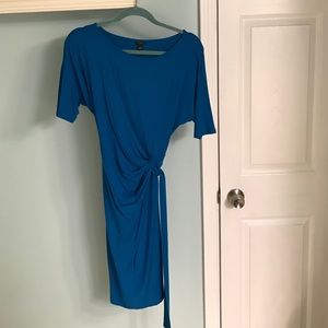 Blue side tie dress.