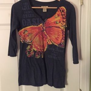 Lucky Brand grey cropped sleeve shirt