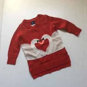 New Gap swan heart sweater tunic/dress. Red/white