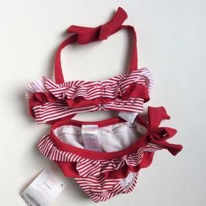 Red and white striped swim suit