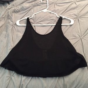 Black cropped Free People tank with ruffled back