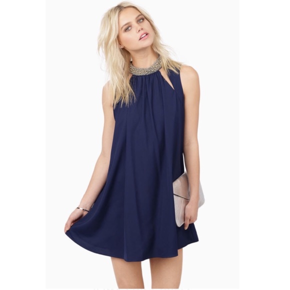 New navy trapeze dress from Tobi