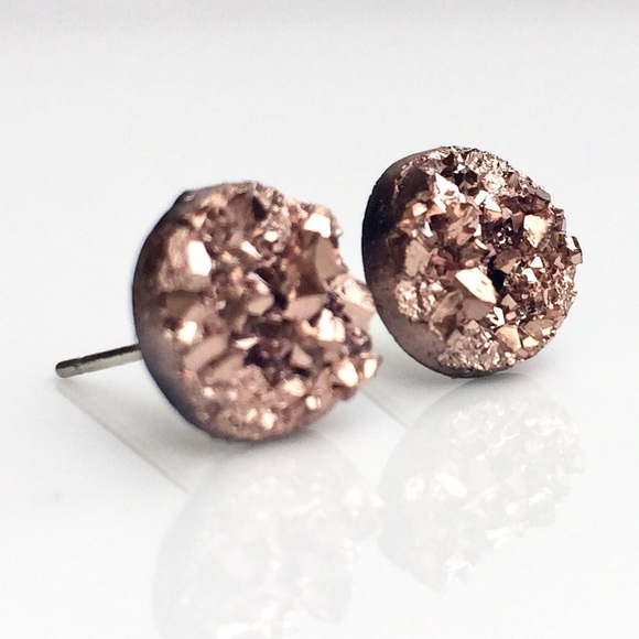 3 for 15🎀sm rose gold faux Druzy studs - Picture 3 of 6