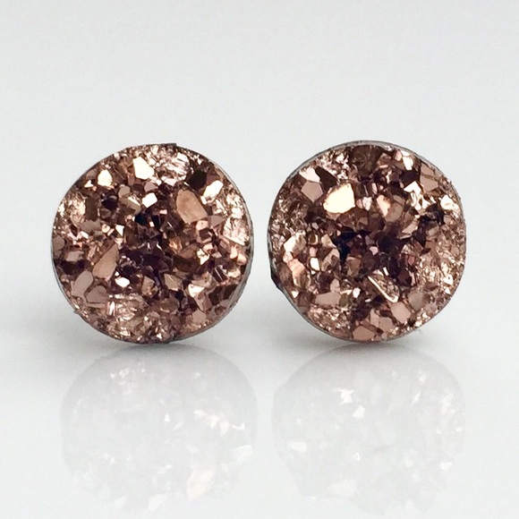 3 for 15🎀sm rose gold faux Druzy studs - Picture 2 of 6