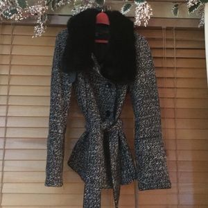 Zara Black Fur Cowl Fall Jacket