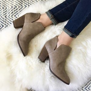 Taupe Leather Booties