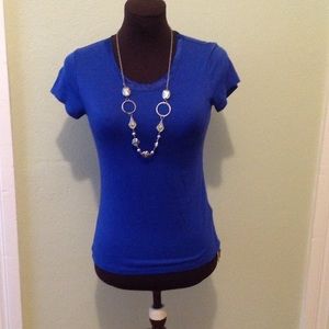 Banana Republic blue silky t-shirt.