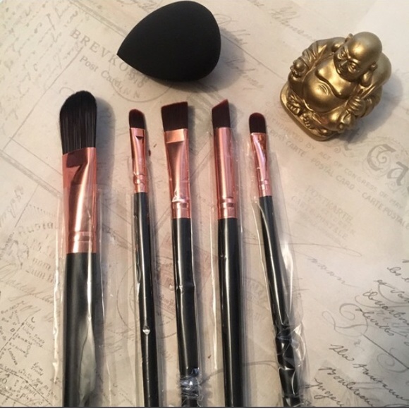 GORG ✨ROSE GOLD & BLACK Basics 6PC WOOD BRUSH SET - Picture 2 of 2