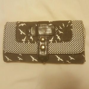Mixed Pattern Long Trifold Wallet