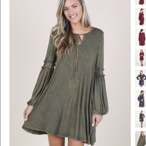 BRAND NEW olive green long sleeve peasant dress