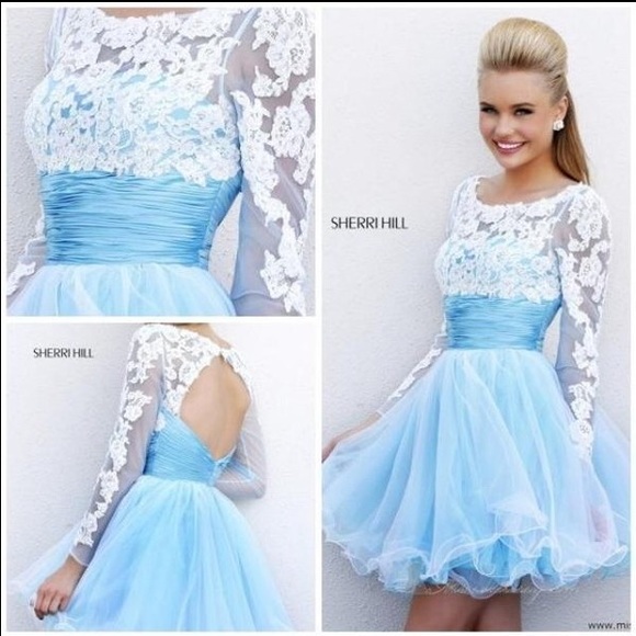 Sherri Hill Blue Homecoming or Prom Lace Dress