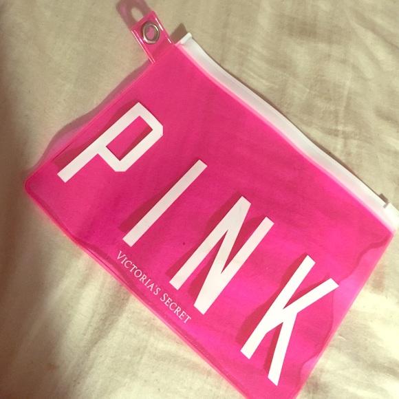 ‼️SOLD Clear neon pink VS PINK zip lock bag