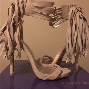 Tan, Suede, Strappy heels