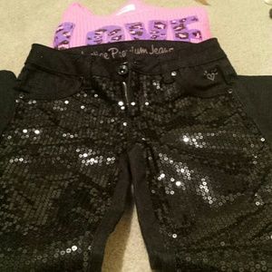 Justice // NWOT Black Sequin Jeans