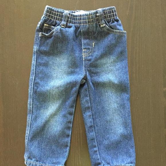 Kids Headquarters (12m) - blue denim jeans with front & back pockets, elastic waist band