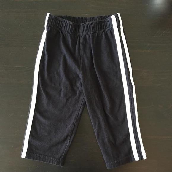 Disney Baby (12m) black sweatpants with two white stripes at the sides