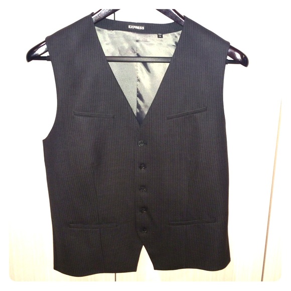 Mens Express Charcoal Pinstripe Waistcoat/Suit Vst
