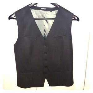 Mens Express Charcoal Pinstripe Waistcoat/Suit Vst