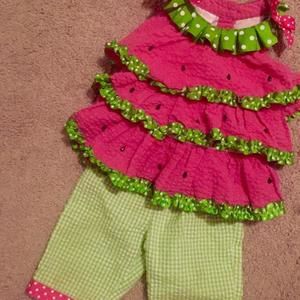 Bonnie Baby watermelon seer sucker adorable top and Capri pants.