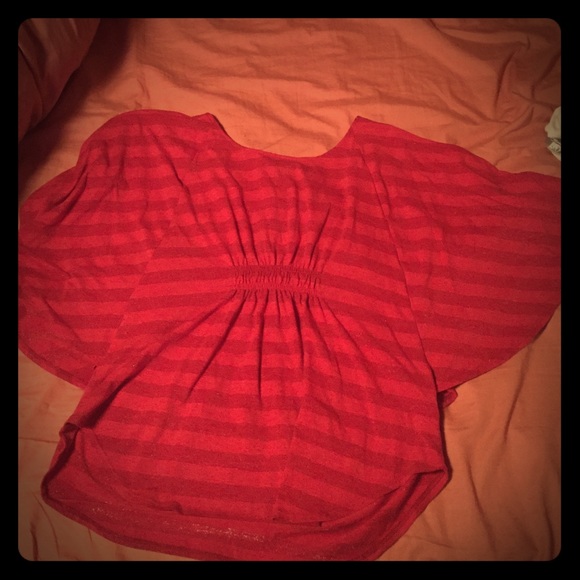 Dark red semi poncho blouse