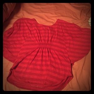 Dark red semi poncho blouse