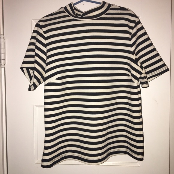 High Neck Striped Tee
