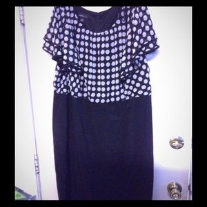 NEW WITH TAGS $70 BLACK/WHITE POLKADOT DRESS. 22W