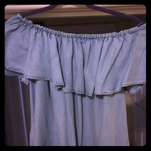 DENIM OFF THE SHOULDER ZARA DRESS