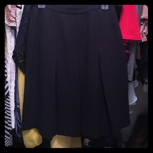 Size zip navy pleated skirt