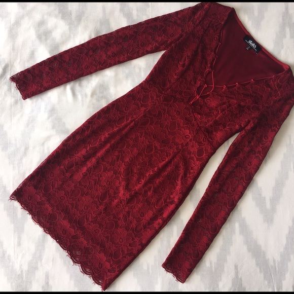 Lulu's Red Lace Bodycon Dress