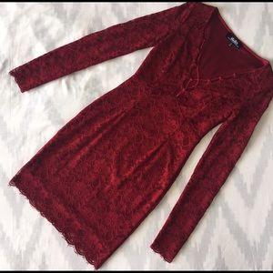 Lulu's Red Lace Bodycon Dress