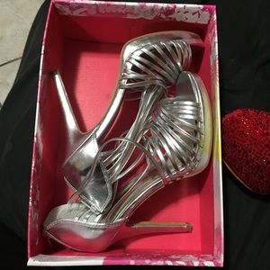 Metallic silver stilettos