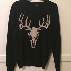 H&M REINDEER SKULL SWEATER! Wool Blend!