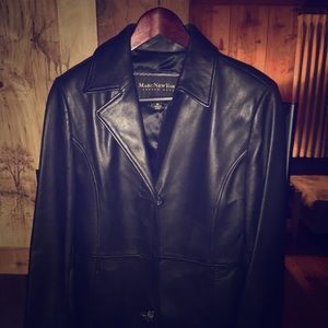 Black supple leather blazer (Never worn)