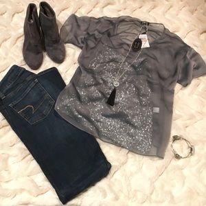 Moving SALE! Sheer Top w/Sequined Camisole Set🎉💋