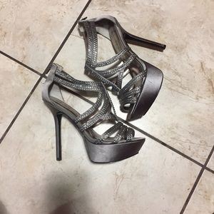 Silver pump heels