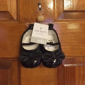 Carters Infant Newborn Black Patent Shoes