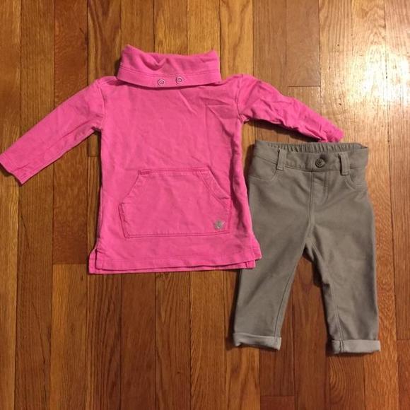 Pink Terry Tunic and Grey Leggings Outfit 6-12 months