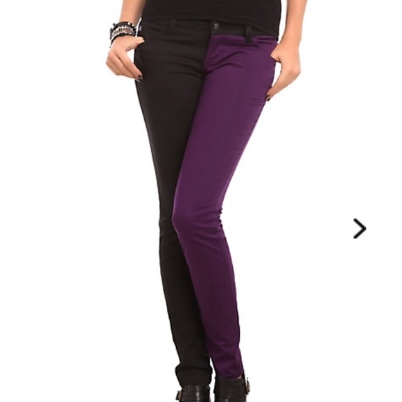 Black and Purple Skinny Jeans