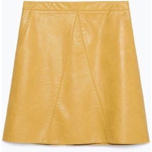 Zara Faux Leather Mustard Skirt