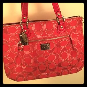 Coach Signature Lurex Glam Tote in Ruby (17890)