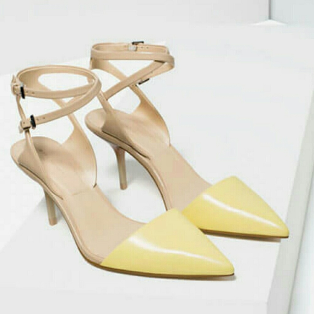 Zara yellow lemon open back heels
