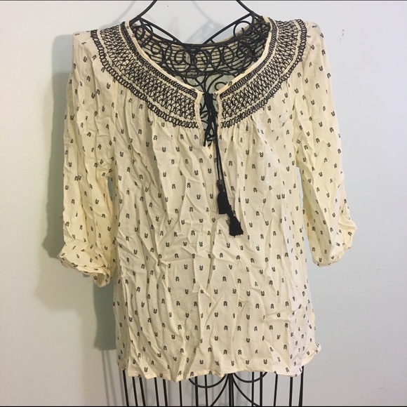 Cream and black patterned shirt