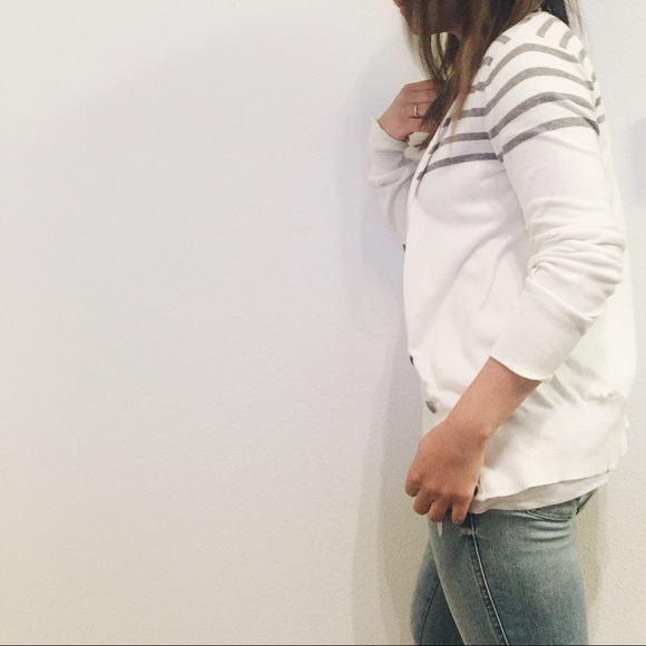 Forever 21 Cream Striped Cardigan-size S/P - Picture 2 of 4