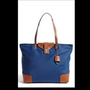 Tory Burch Nylon Tote Penn Zip Top Large in Teal