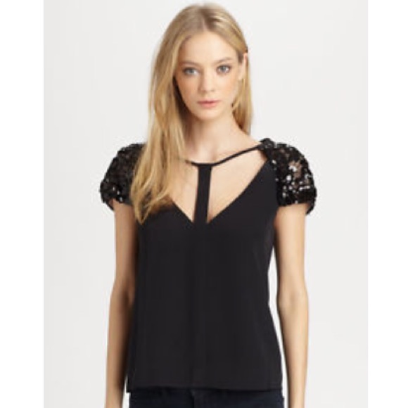 BCBGMAXAZRIA Sierra Woven Burnout Top